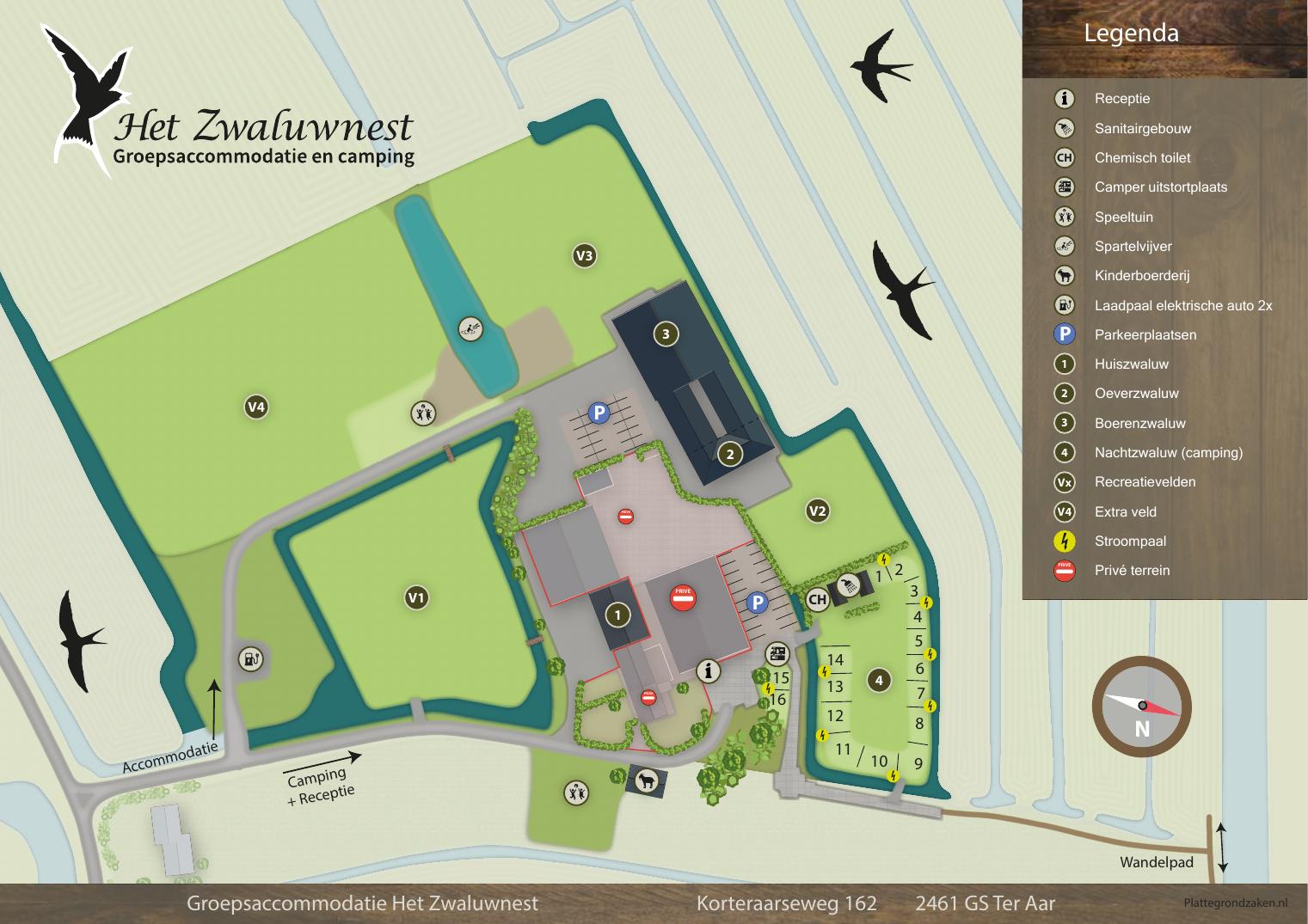 Plattegrond van minicamping de nachtzwaluw